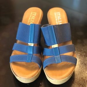 Blue wedge sandal